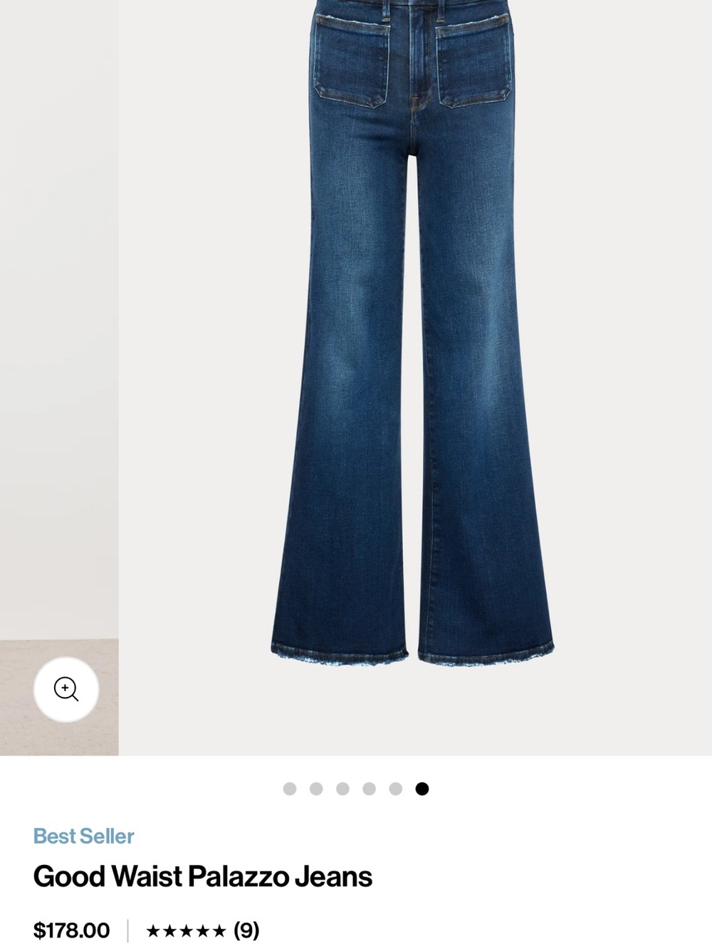 Good American Dark Blue High-Rise Wide Leg Jeans - Picture 7 of 9